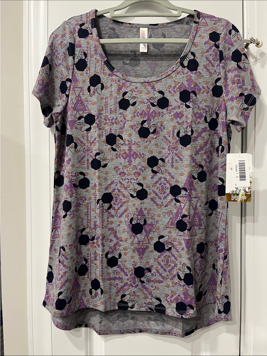 Disney Tops - Disney Gray Short Sleeve Tee with Purple Geometric & Black Minnie Silhouettes.
